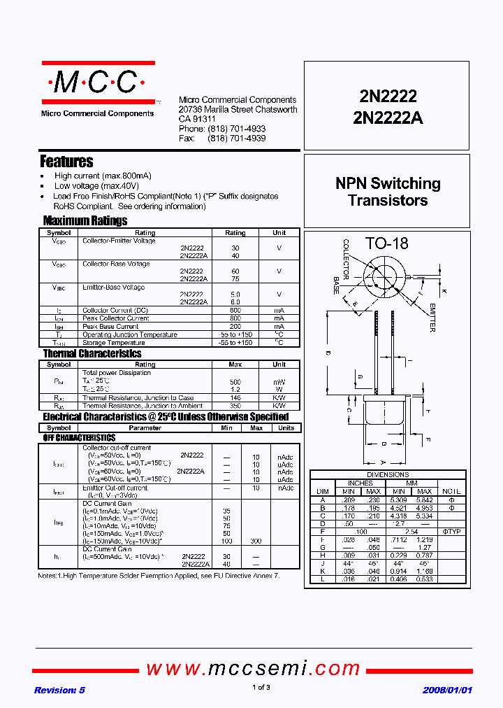 2n2222a-datasheet-fairchild