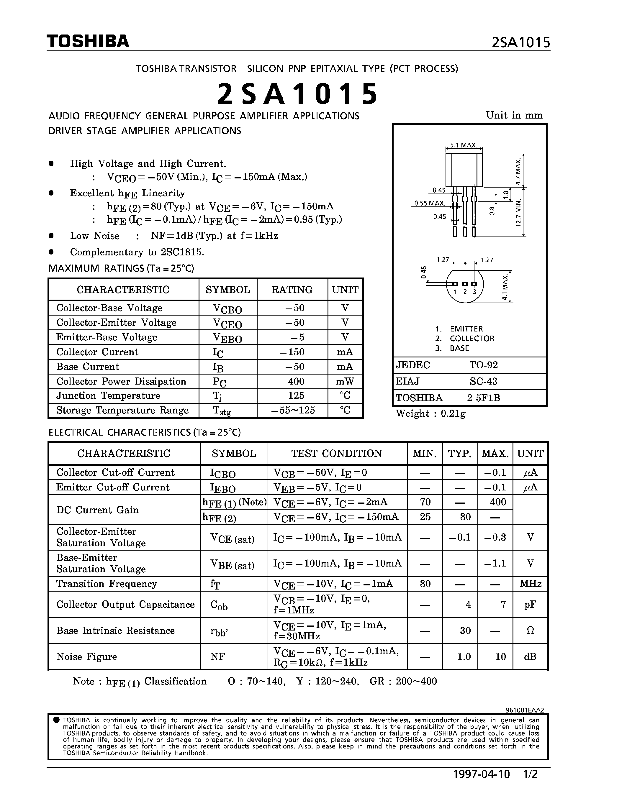 2sa627-datasheet 2sa627-datasheet