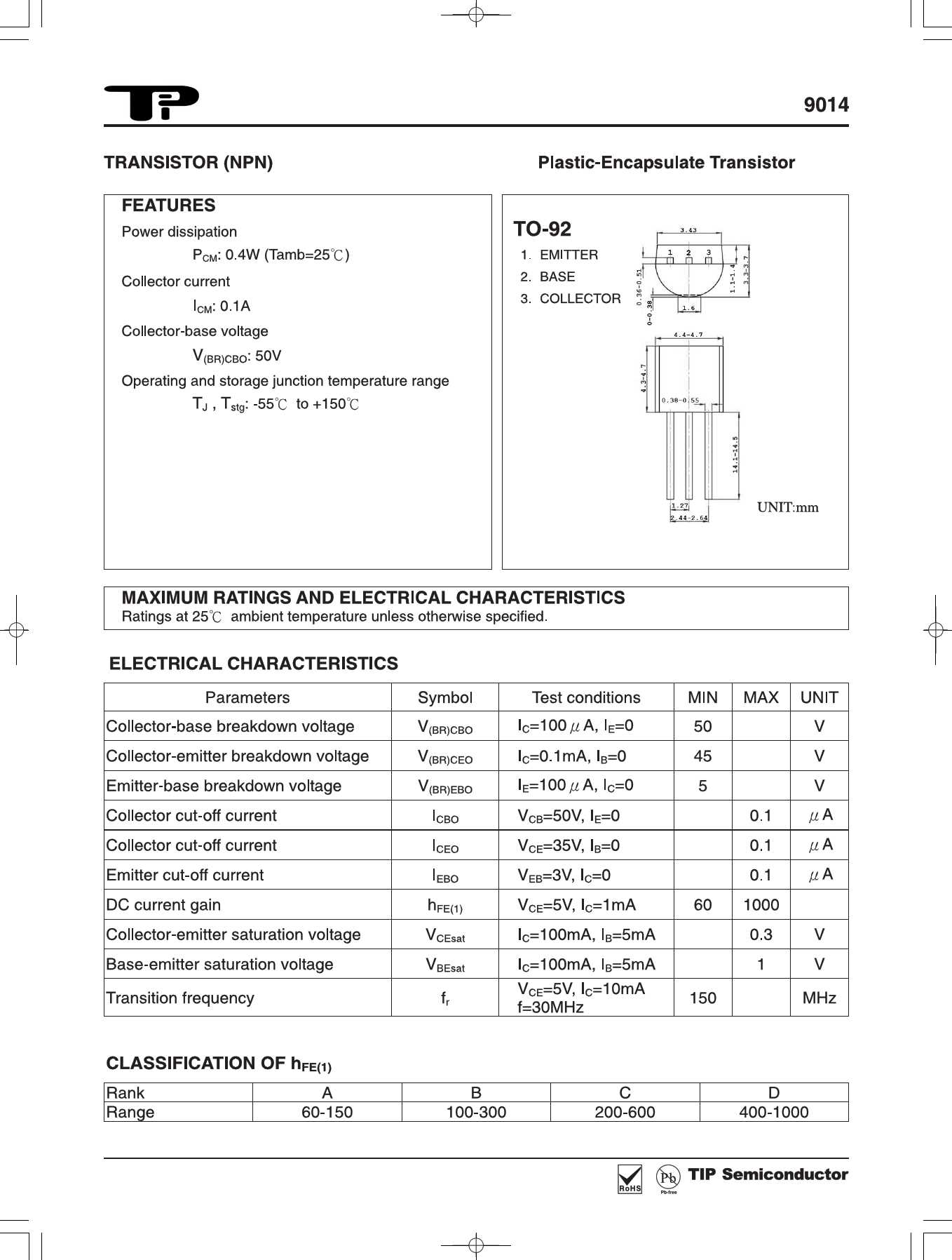 2sc9014-datasheet