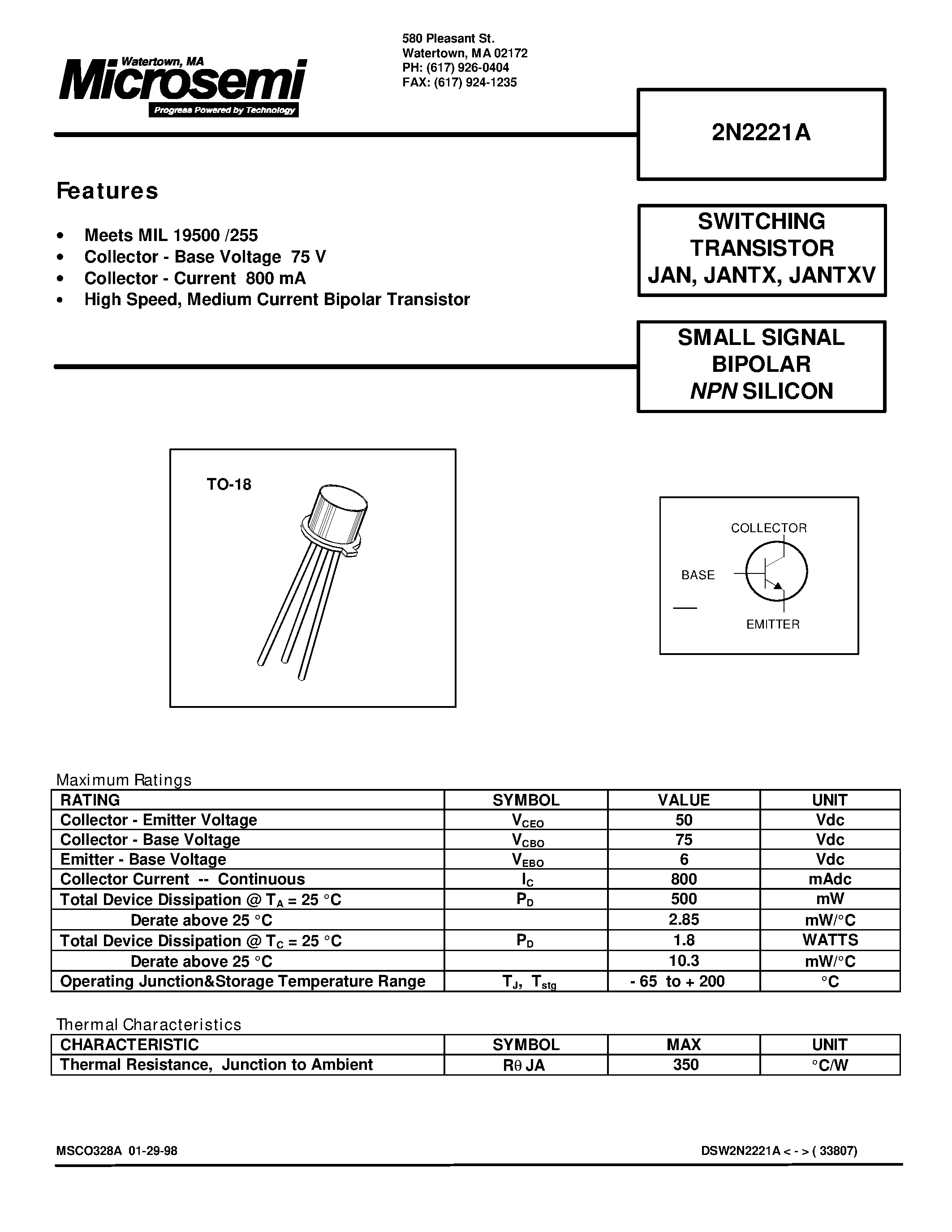 2n2222a-to-18-datasheet