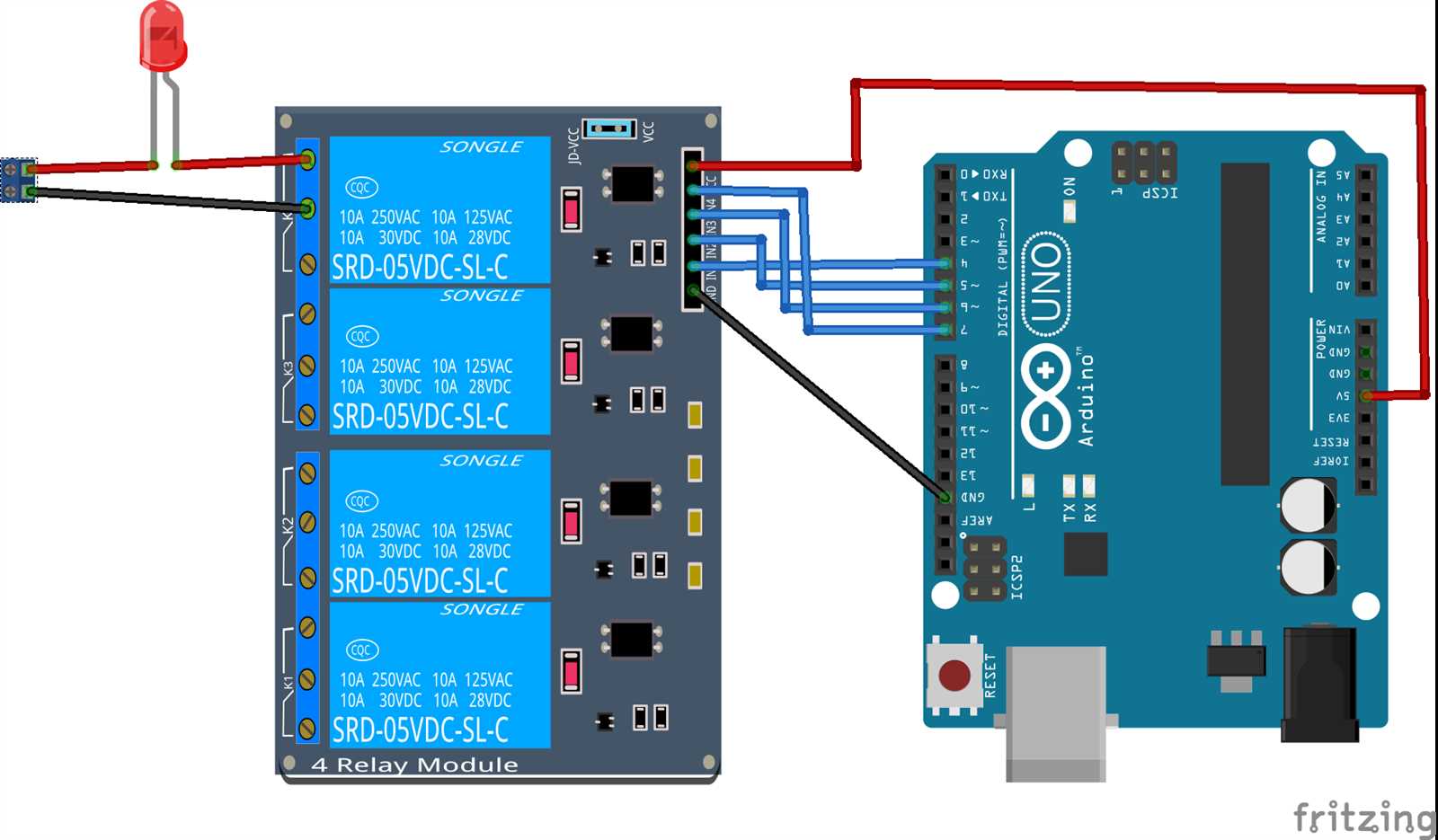 4 Channel Relay Module Arduino Datasheet - Specifications, Pins, and Wiring