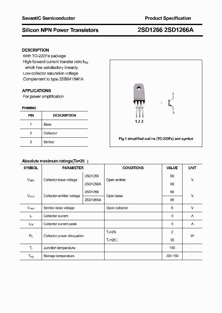 a1266-transistor-datasheet