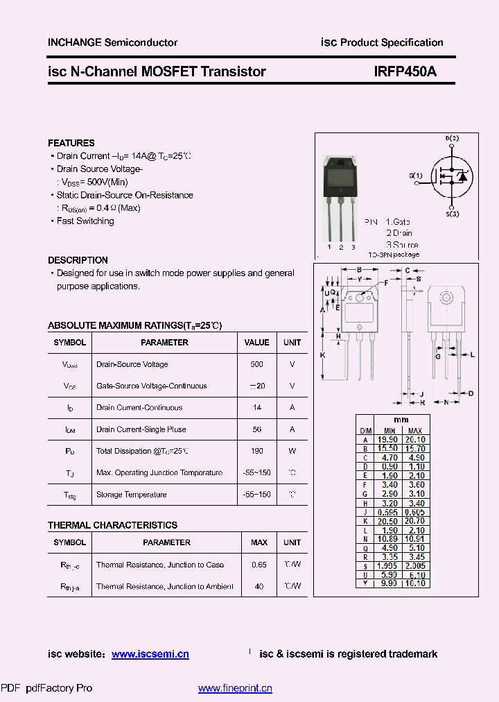 irfp450a-datasheet irfp450a-datasheet