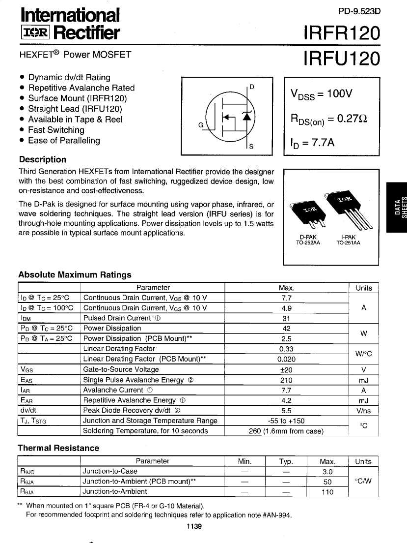 irfr310-datasheet irfr310-datasheet