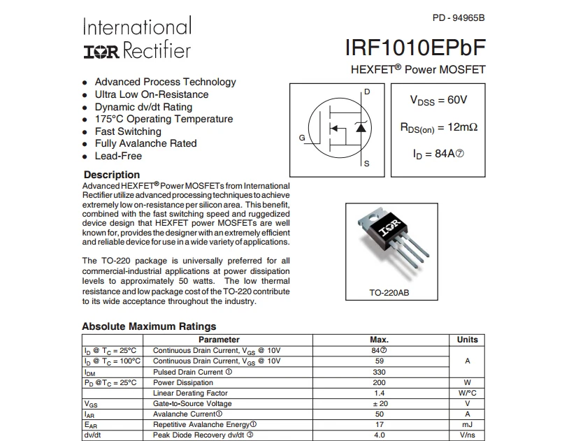 irfz46n-mosfet-datasheet