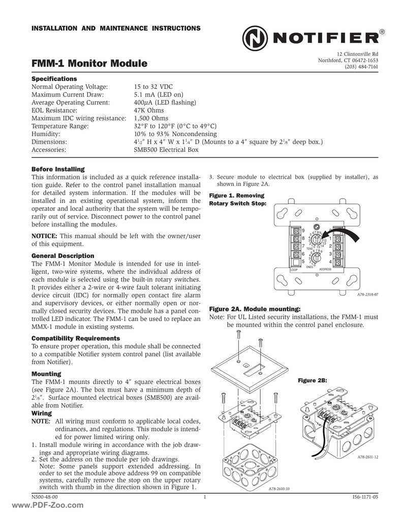 fmm-1-notifier-datasheet