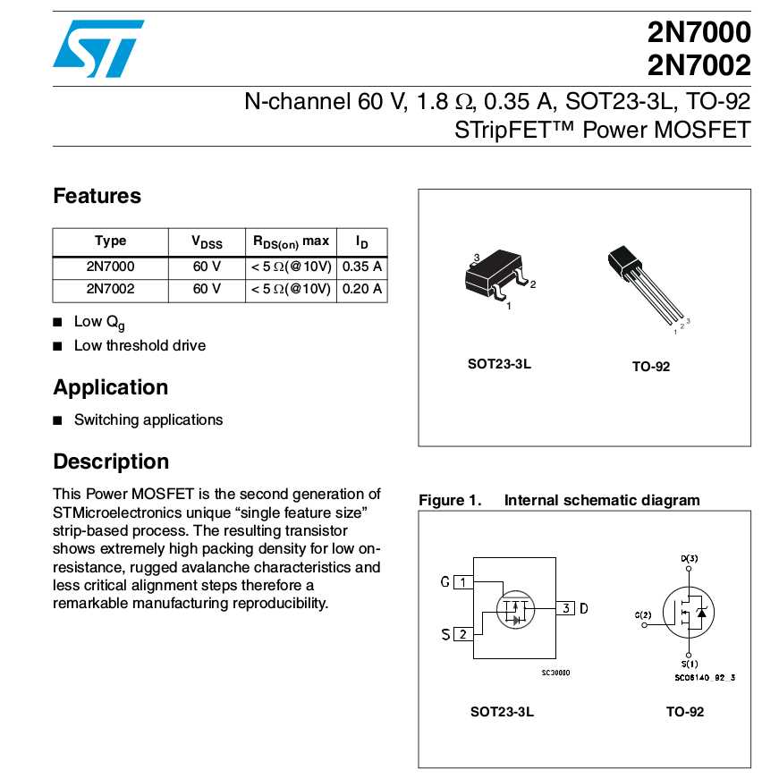 mosfet-2n7000-datasheet