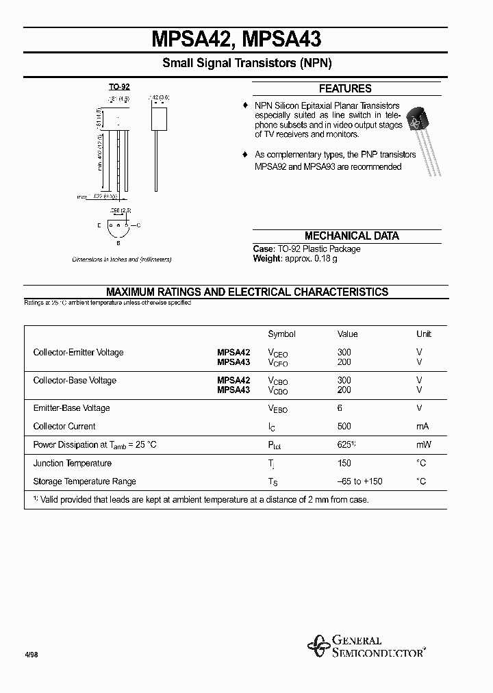 mpsa42-transistor-datasheet