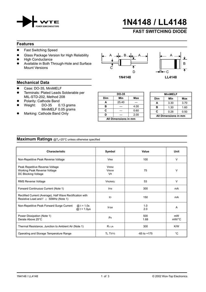 1n4148-signal-diode-datasheet