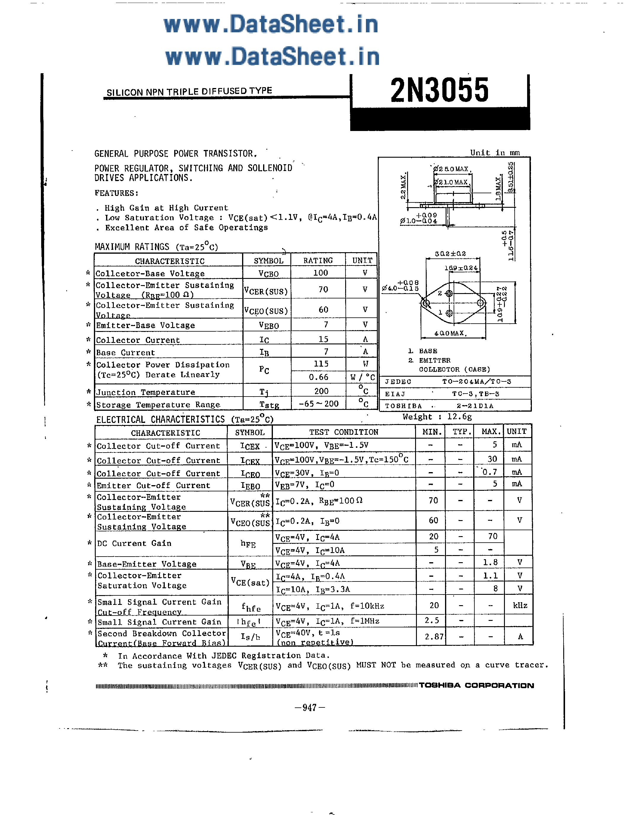 2n3055g-datasheet 2n3055g-datasheet