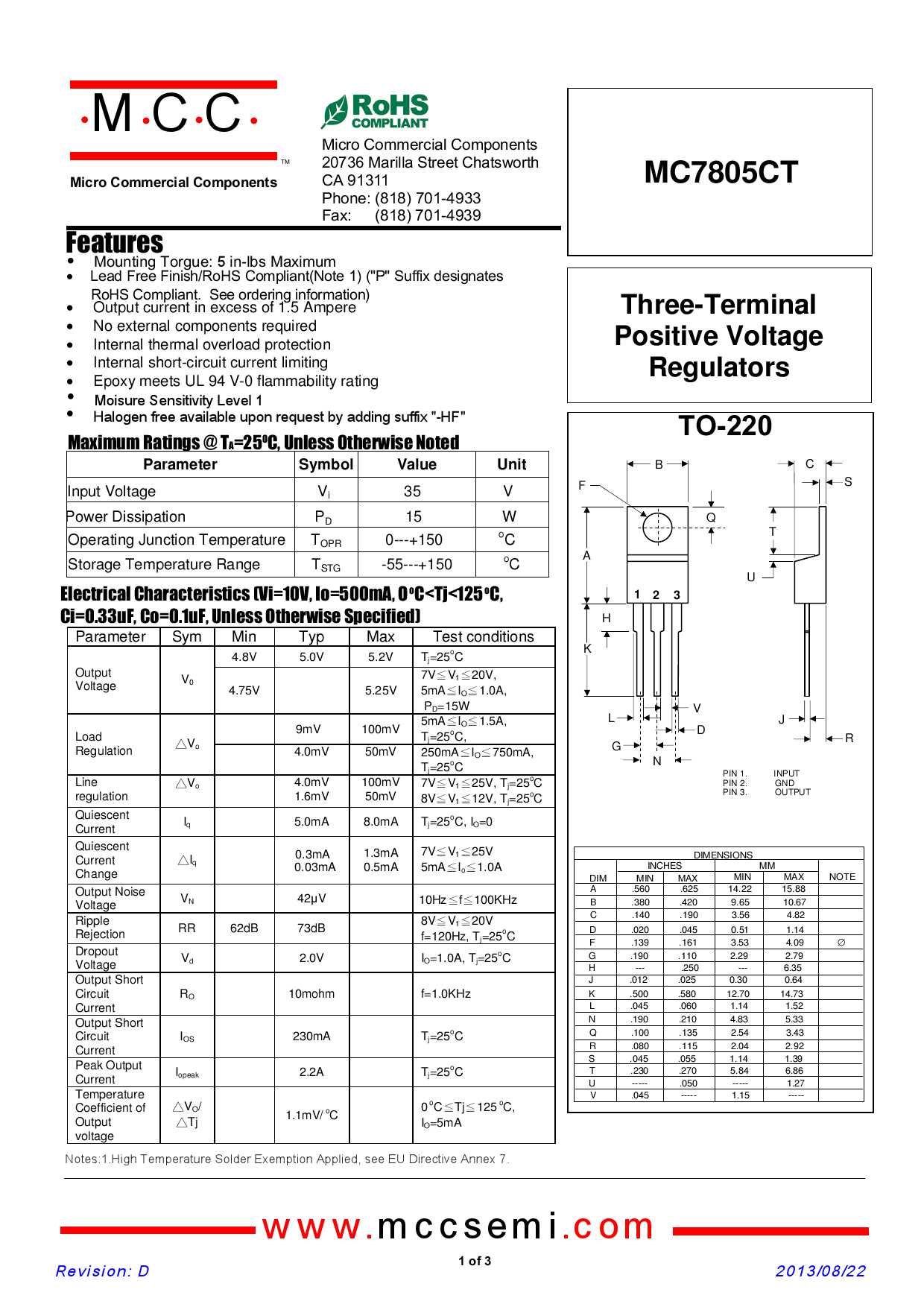 7805-datasheet-fairchild