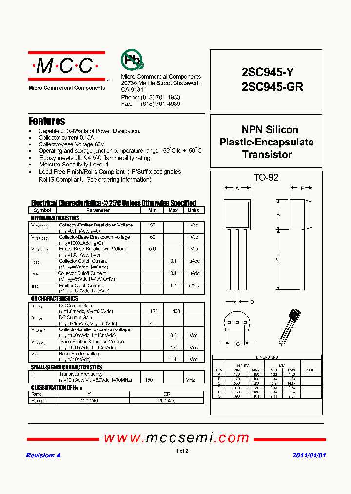 2sc3198-transistor-datasheet