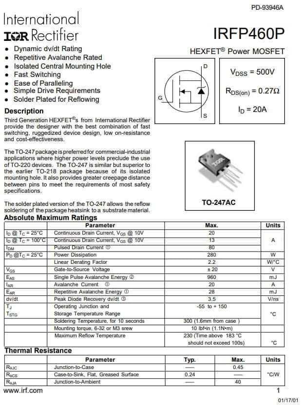 irfp460n-datasheet irfp460n-datasheet