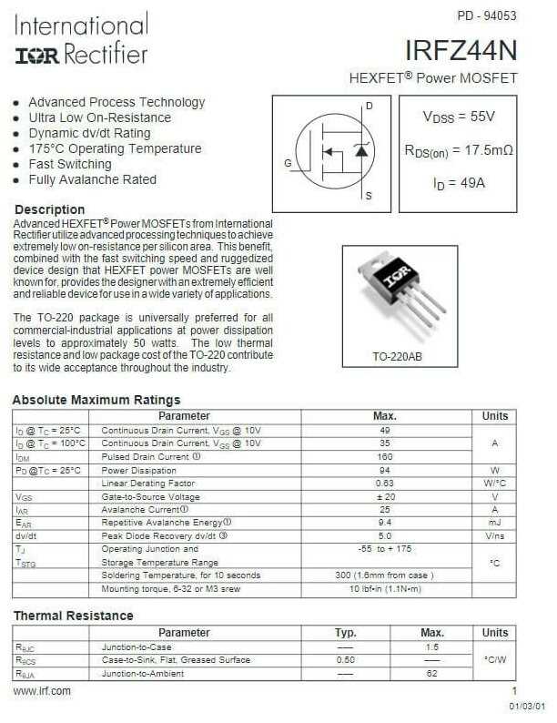 irfz44-datasheet