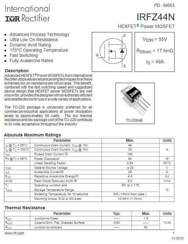 irfz44n-datasheet