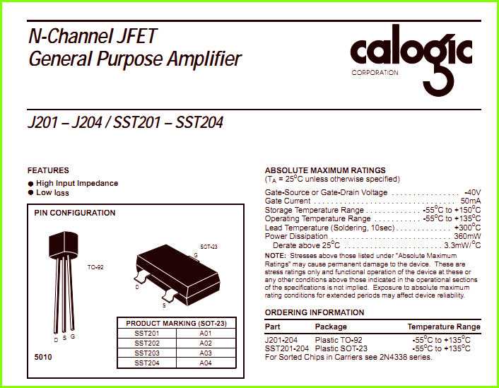 j201-datasheet
