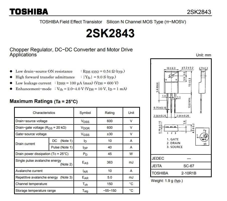 k2843-mosfet-datasheet