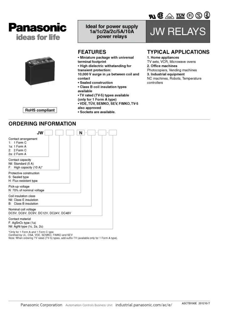 jw2sn-dc12v-datasheet jw2sn-dc12v-datasheet