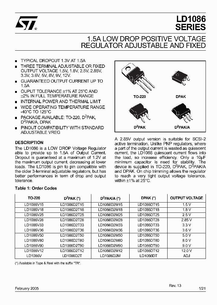 Ld33 Voltage Regulator Datasheet - Detailed Specifications and Features