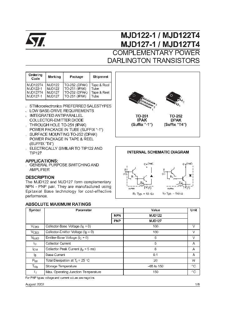 mjd127g-datasheet mjd127g-datasheet