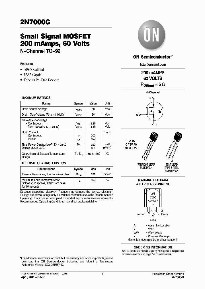 mosfet-2n7000-datasheet