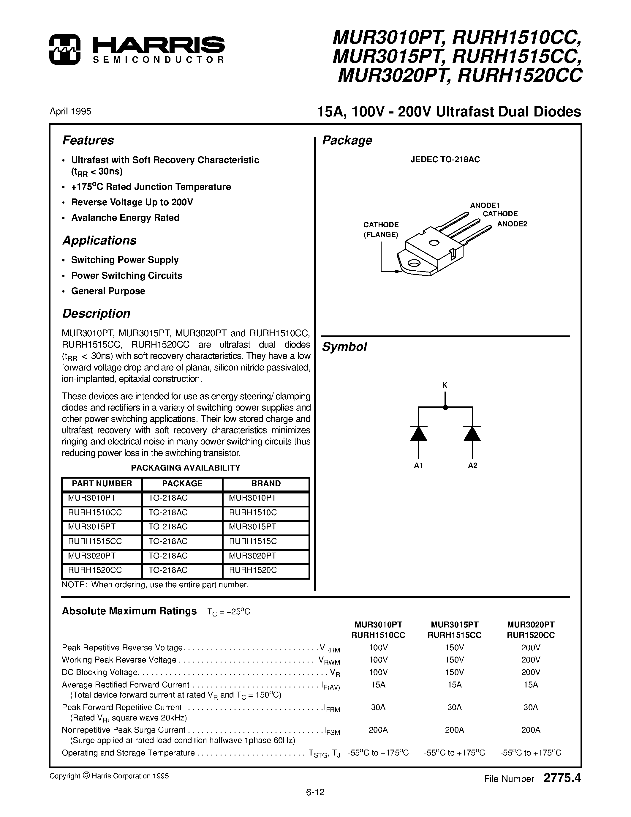 mur3040pt-datasheet mur3040pt-datasheet