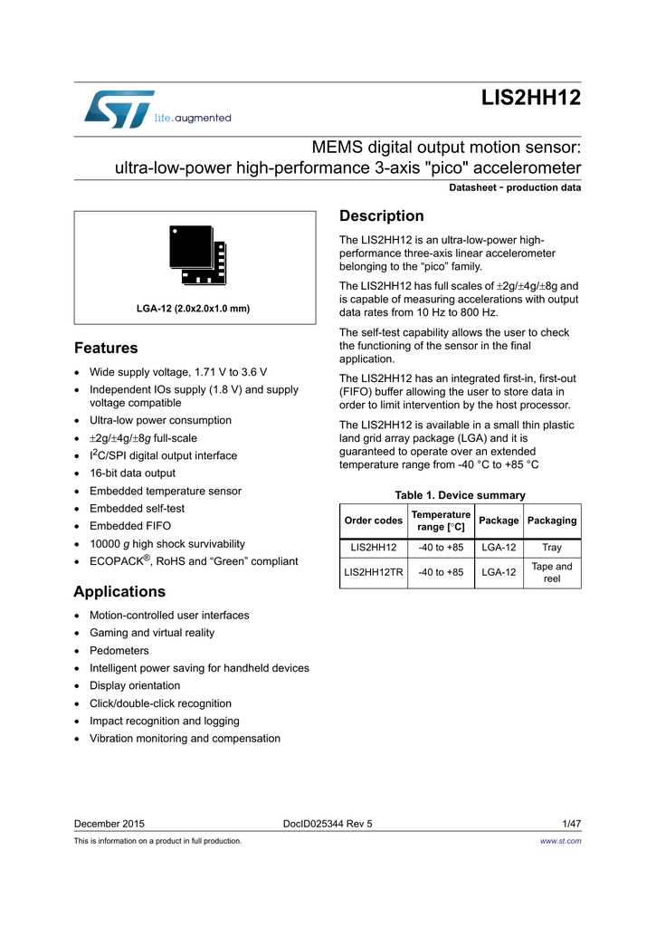 lis2hh12tr-datasheet