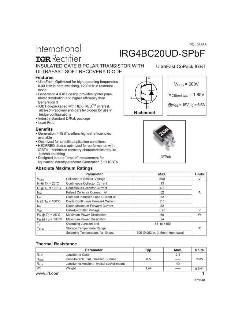 irg4bc20ud-datasheet irg4bc20ud-datasheet