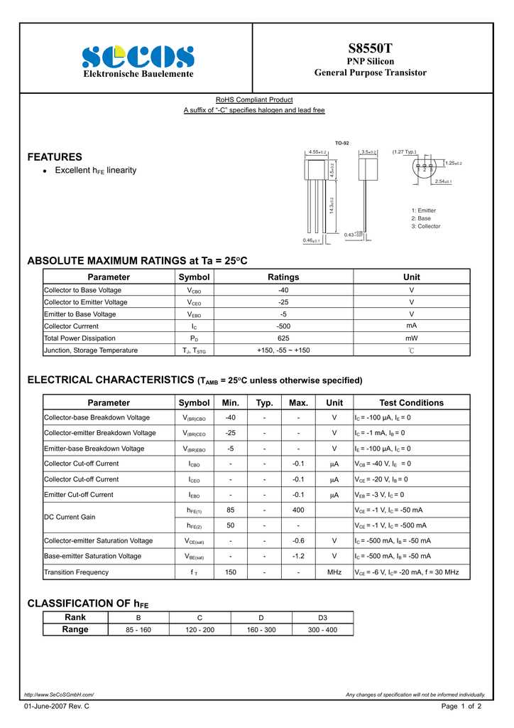 s8550-transistor-datasheet