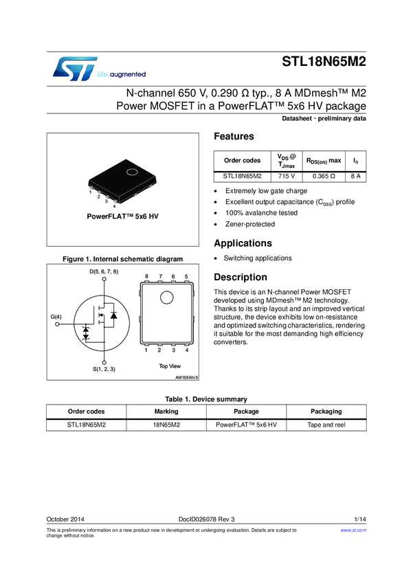 18n50-mosfet-datasheet