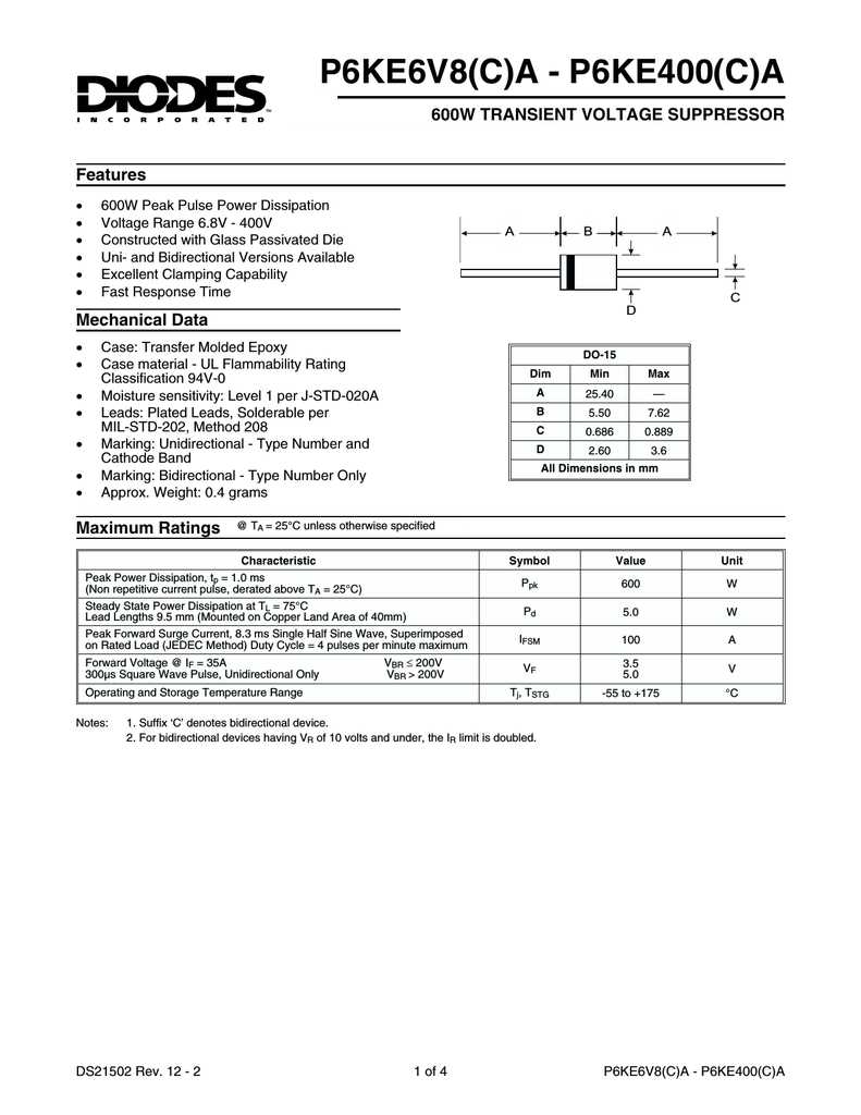 p6ke6.8a-diode-datasheet