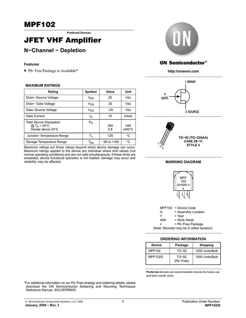 mpf102-datasheet-fairchild