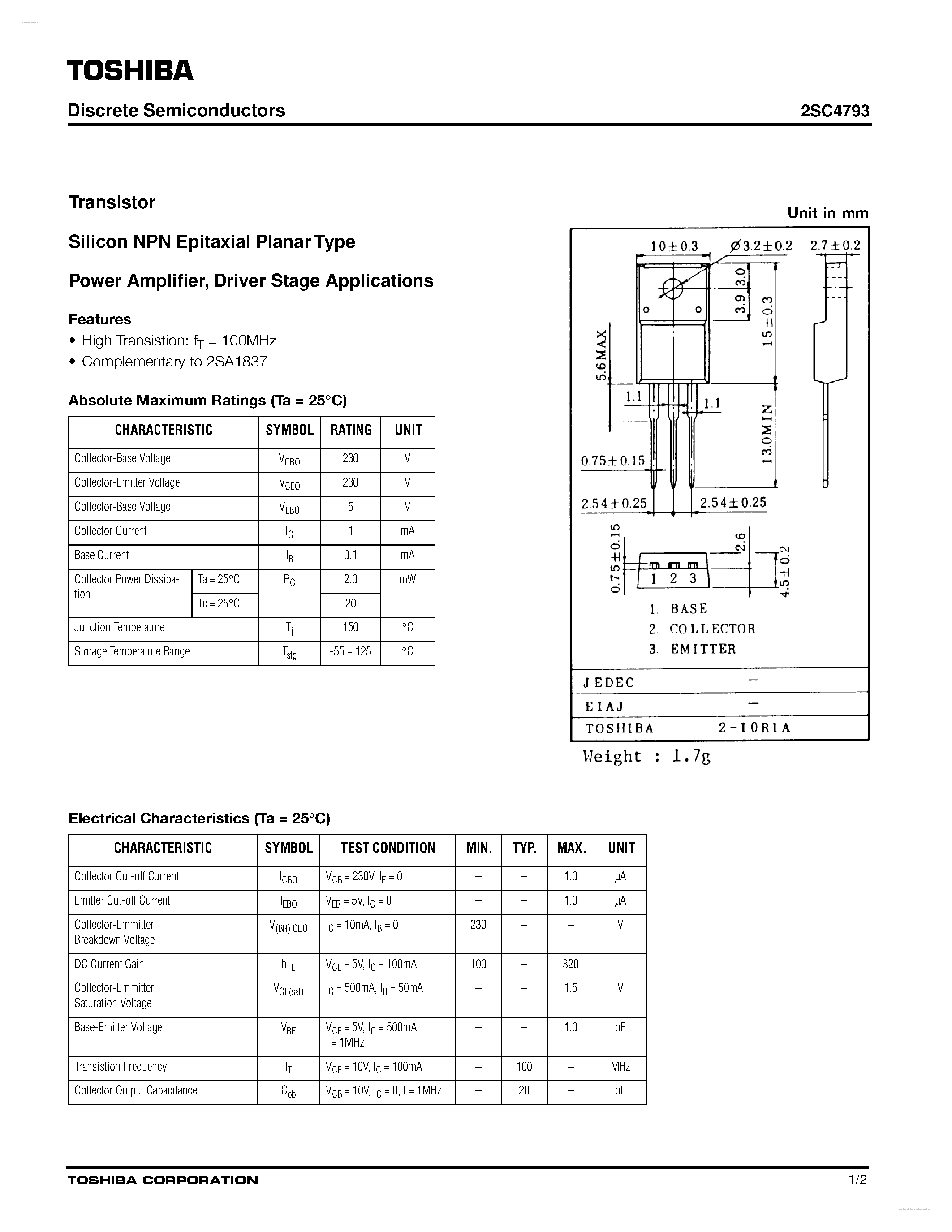 c4793-transistor-datasheet