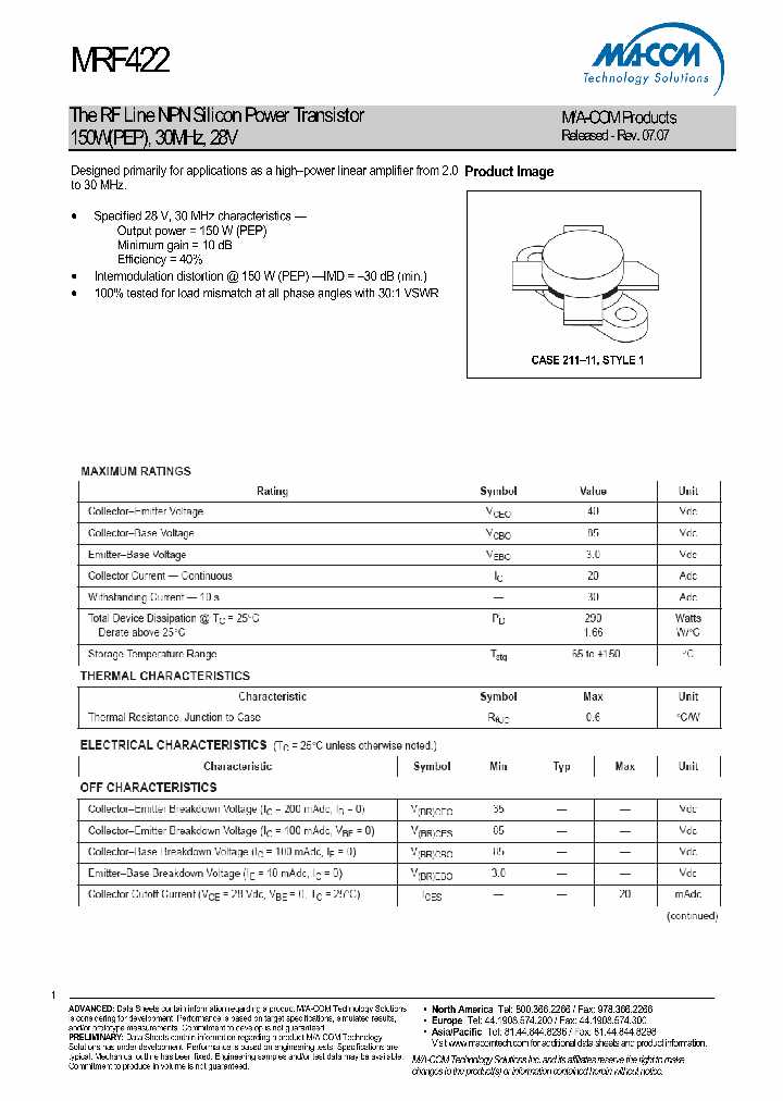 mrf422-datasheet