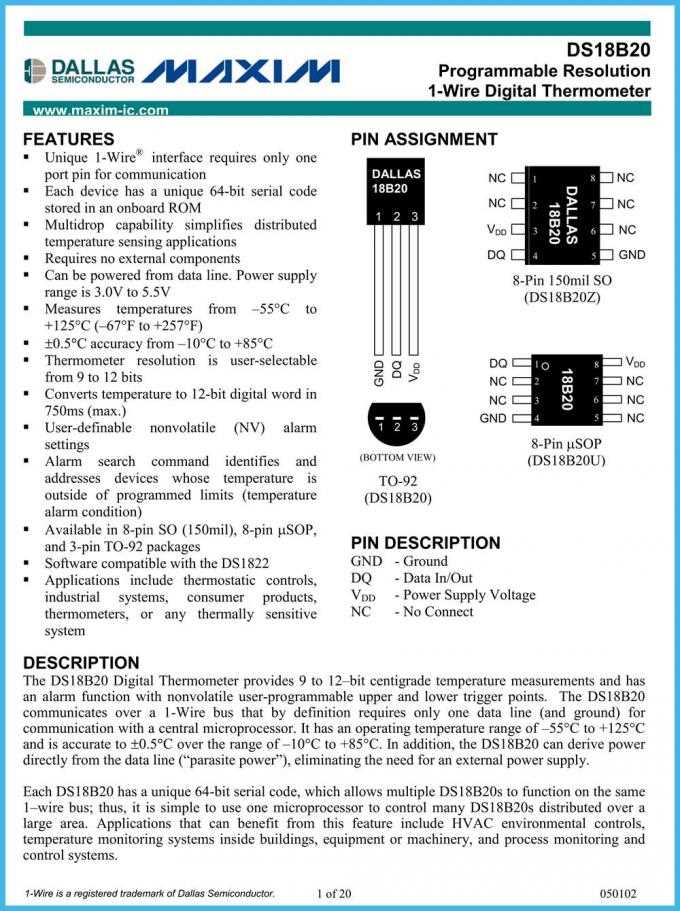 maxim-ds18b20-datasheet