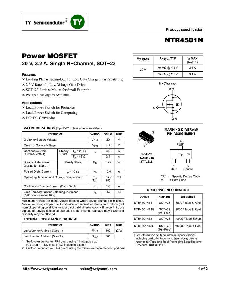 ntr4501nt1g-datasheet