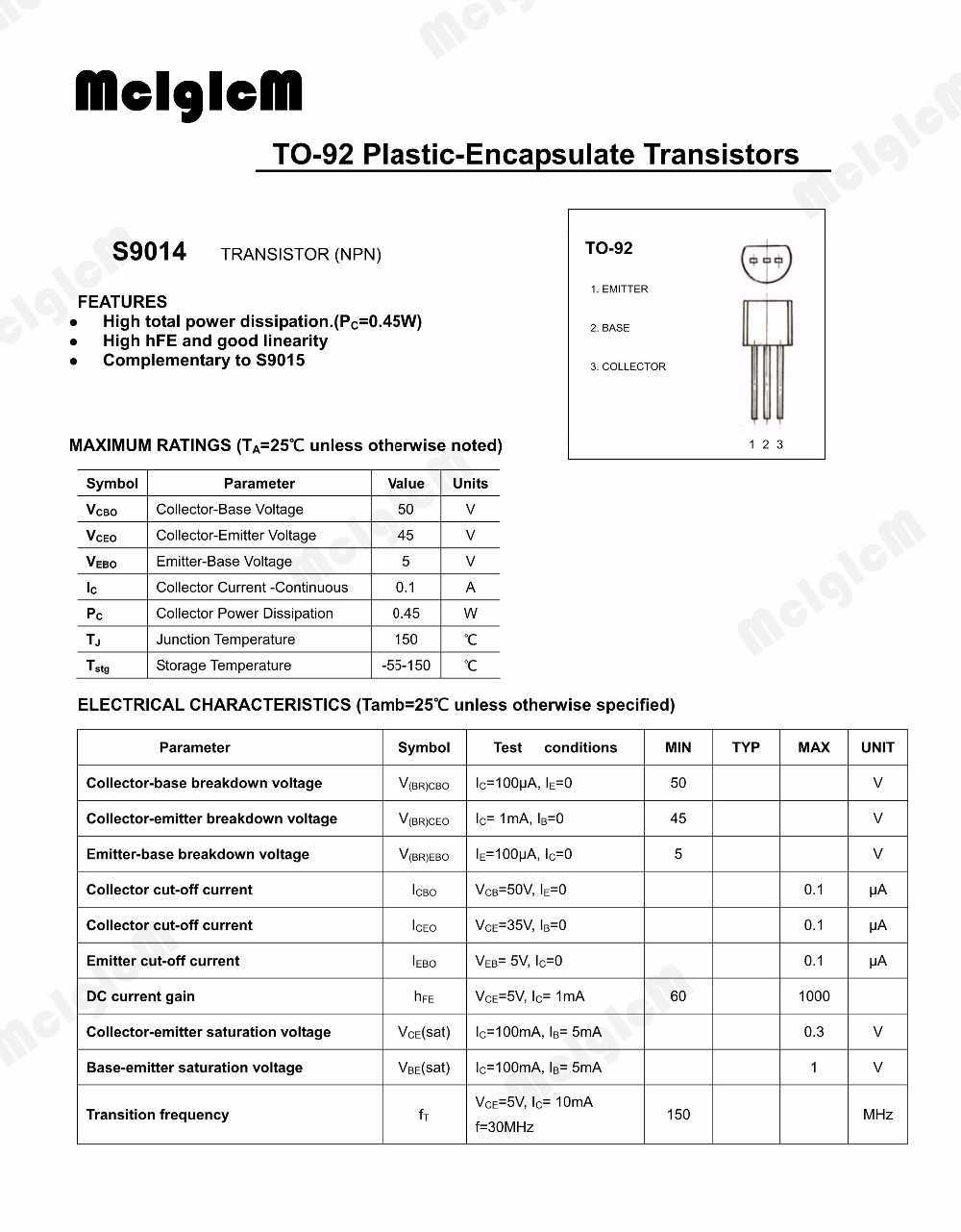 datasheet-s9014-transistor